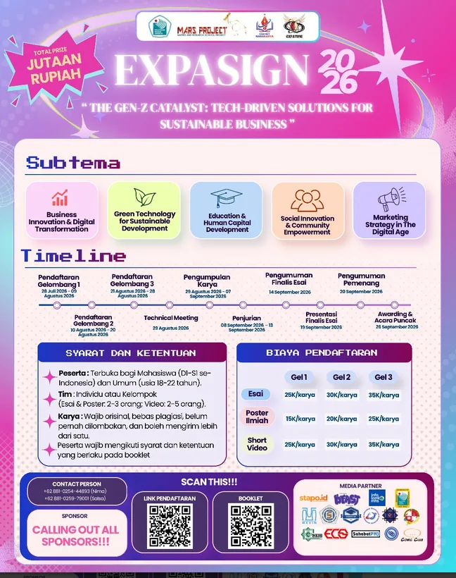 EXPASIGN 2026 Buka Gelombang Pendaftaran Terakhir, Kompetisi Essay, Poster, dan Video untuk Mahasiswa se-Indonesia